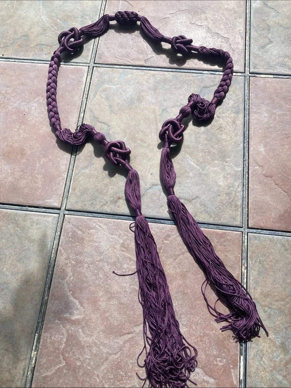 Plum Purple Braided Tassel Belt/Necklace